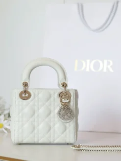 Alternative view of DIOR Top Handle Bags Lamb Leather (White-Gold) 17X15X7CM I50202608060328