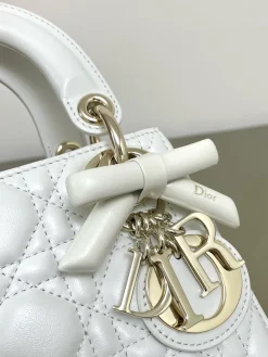 Alternative view of DIOR Top Handle Bags Lamb Leather (White-Gold) 17X7X15CM F50202608060153