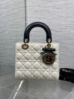 Alternative view of DIOR Top Handle Bags Lambskin Leather (White-Black) 20X17X8CM G20202608060347