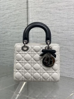 Alternative view of DIOR Top Handle Bags Lambskin Leather (White-Black) 20X17X8CM G50202608060253