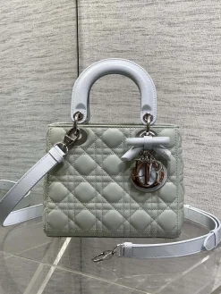 DIOR Top Handle Bags Lambskin (Light Blue-SiDIORer) 20X17X8CM G50202608060249
