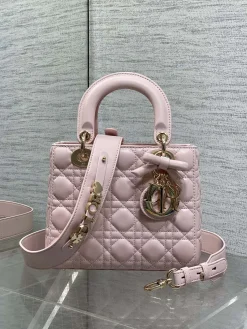 DIOR Top Handle Bags Lambskin (Pink-Gold) 20X17X8CM G20202608060096