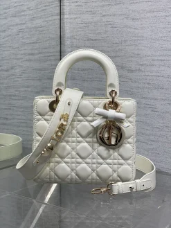 DIOR Top Handle Bags Lambskin (White-Gold) 20X17X8CM G20202608060434