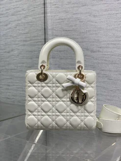Alternative view of DIOR Top Handle Bags Lambskin (White-Gold) 20X17X8CM G20202608060434