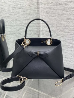 DIOR Top Handle Bags Leather (Black-Gold) 28X10X22CM G30202608060445