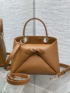 DIOR Top Handle Bags Leather (Brown-Gold) 28X10X22CM G30202608060442