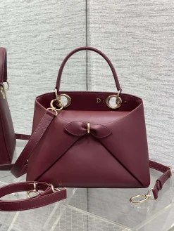 DIOR Top Handle Bags Leather (Burgundy-Gold) 28X10X22CM G30202608060447