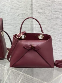 Alternative view of DIOR Top Handle Bags Leather (Burgundy-Gold) 28X10X22CM G30202608060447