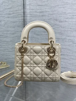 Alternative view of DIOR Top Handle Bags Leather (White-Gold) 17X7X15CM E50202608060367