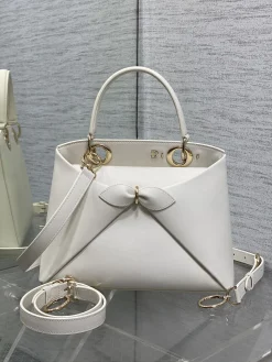 DIOR Top Handle Bags Leather (White-Gold) 28X10X22CM G30202608060443