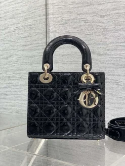 Alternative view of DIOR Top Handle Bags Patent Leather (Black-Gold) 20X17CM F80202608060439