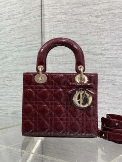 Alternative view of DIOR Top Handle Bags Patent Leather (Burgundy-Gold) 20X17X8CM F80202608060440