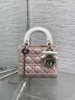 DIOR Top Handle Bags (Pink-White) 17X7X15CM F50202608060250