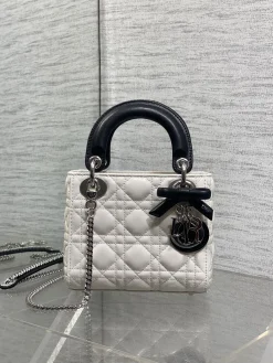 DIOR Top Handle Bags (White-Black) 17X7X15CM F50202608060252