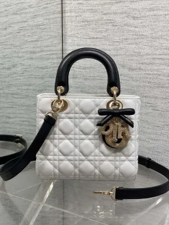 DIOR Top Handle Bags (White-Black) 20X17X8CM H50202608060240