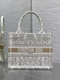 DIOR Totes Bags Canvas (White-Gold) 26X22X8CM D50202608060364