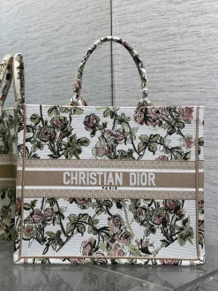 DIOR Totes Bags Canvas (White-Pink) 42X35X18CM E50202608060358