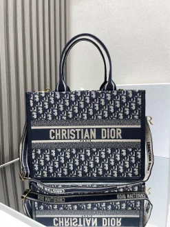 DIOR Totes Bags Leather Embroidery (Navy-White) 36X28CM G00202608060483