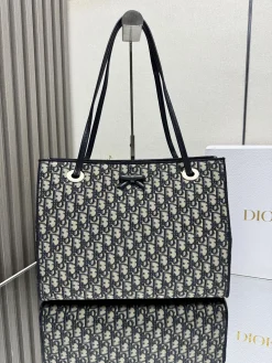 DIOR Totes Bags Oblique Canvas (Blue-Beige) 37X29X14CM F80202608060148