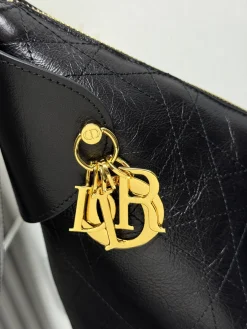 Alternative view of DIOR Totes Bags Pleated Calfskin (Black-Gold) 34X22X13CM H20202608060493