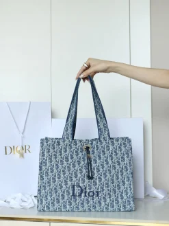 DIOR Totes Bags Spongy Fabric (Blue-White) One Size G50202608060016