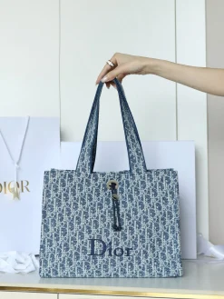 Alternative view of DIOR Totes Bags Spongy Fabric (Blue-White) One Size G50202608060016