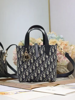 DIOR Trend Bags Leather (Blue-Beige) 16X12X18CM F50202608060507