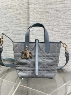 DIOR Trend Bags Suede Calfskin (Gray-Blue-Gold) 16X12X18CM G30202608060188