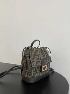 Alternative view of FENDI Backpacks Bags Canvas Leather (Brown-Gold) 23X12X26CM D80202608080026