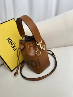 Alternative view of FENDI Bucket Bags Calf Leather (Brown-Gold) 12X10X18CM D80202608080050