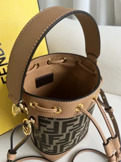Alternative view of FENDI Bucket Bags Calfskin Leather (Brown-Tan) 12X10X18CM D80202608080047