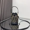 FENDI Bucket Bags Jacquard Fabric (Brown-Black) 12X18X10CM D30202608080046
