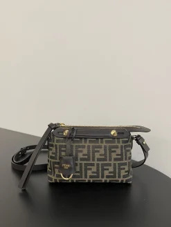 FENDI Crossbody Bags Leather (Brown-Gold) 20X9X12CM D10202608080028