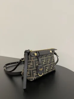Alternative view of FENDI Crossbody Bags Leather (Brown-Gold) 20X9X12CM D10202608080028