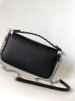 Alternative view of FENDI Shoulder Bags Calfskin Leather (Black-Silver) 20X5X13CM E60202608080166