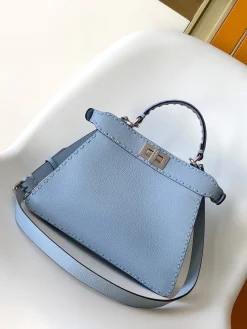 Alternative view of FENDI Shoulder Bags Calfskin Leather (Blue) 27X11X21CM G60202608080119
