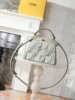 FENDI Shoulder Bags Calfskin Leather (Mint Green-Gold) 20X11X15CM H30202608080113