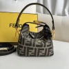 FENDI Shoulder Bags Canvas (Brown-Black) 15X9X13CM C90202608080103