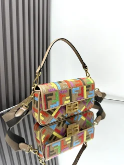 Alternative view of FENDI Shoulder Bags Canvas (Brown-Multicolor) 27X6X14CM D80202608080192