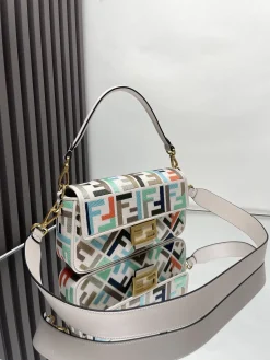 Alternative view of FENDI Shoulder Bags Canvas (White-Multi) 27X6X14 CM D80202608080190