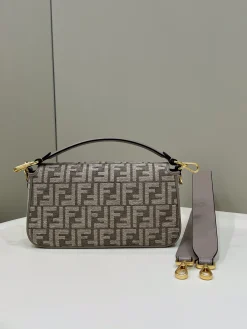 Alternative view of FENDI Shoulder Bags Chenille Leather (Brown-Gold) 27X6X15CM D80202608080196