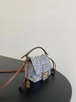 Alternative view of FENDI Shoulder Bags Denim Calf Leather (Grey-Brown) 16X10X13CM D80202608080140