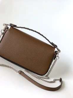 Alternative view of FENDI Shoulder Bags Embossed Calfskin (Brown-Silver) 20X5X13CM E60202608080164
