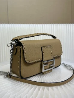 Alternative view of FENDI Shoulder Bags Embossed Calfskin (Brown-Silver) 20X5X13CM E60202608080167