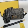 FENDI Shoulder Bags Fabric (Brown-Gold) 27X15X6CM D80202608080100