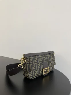 Alternative view of FENDI Shoulder Bags Jacquard Canvas (Brown-Gold) 27X6X15CM D10202608080038