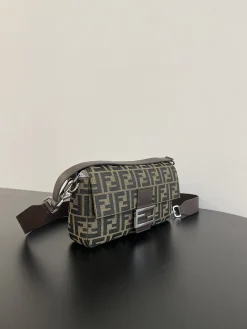Alternative view of FENDI Shoulder Bags Jacquard Canvas (Brown-Silver) 27x6x15cm D10202608080037