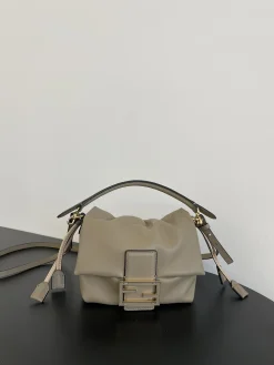 FENDI Shoulder Bags Lamb Leather (Beige-Gold) 16X10X13CM F30202608080184