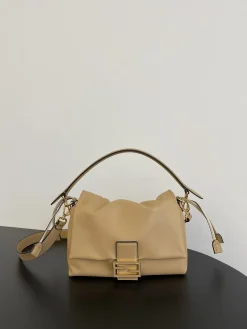 FENDI Shoulder Bags Lamb Leather (Beige-Gold) 16X10X13CM F90202608080180