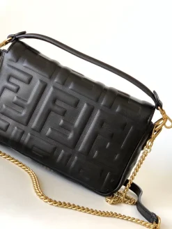 Alternative view of FENDI Shoulder Bags Lamb Leather (Black-Gold) 19X3X11CM D60202608080004